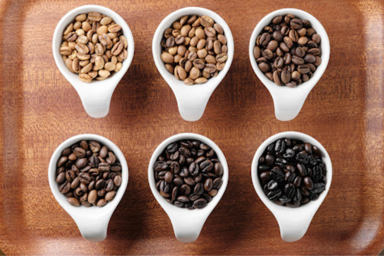 6 different type of coffee beans