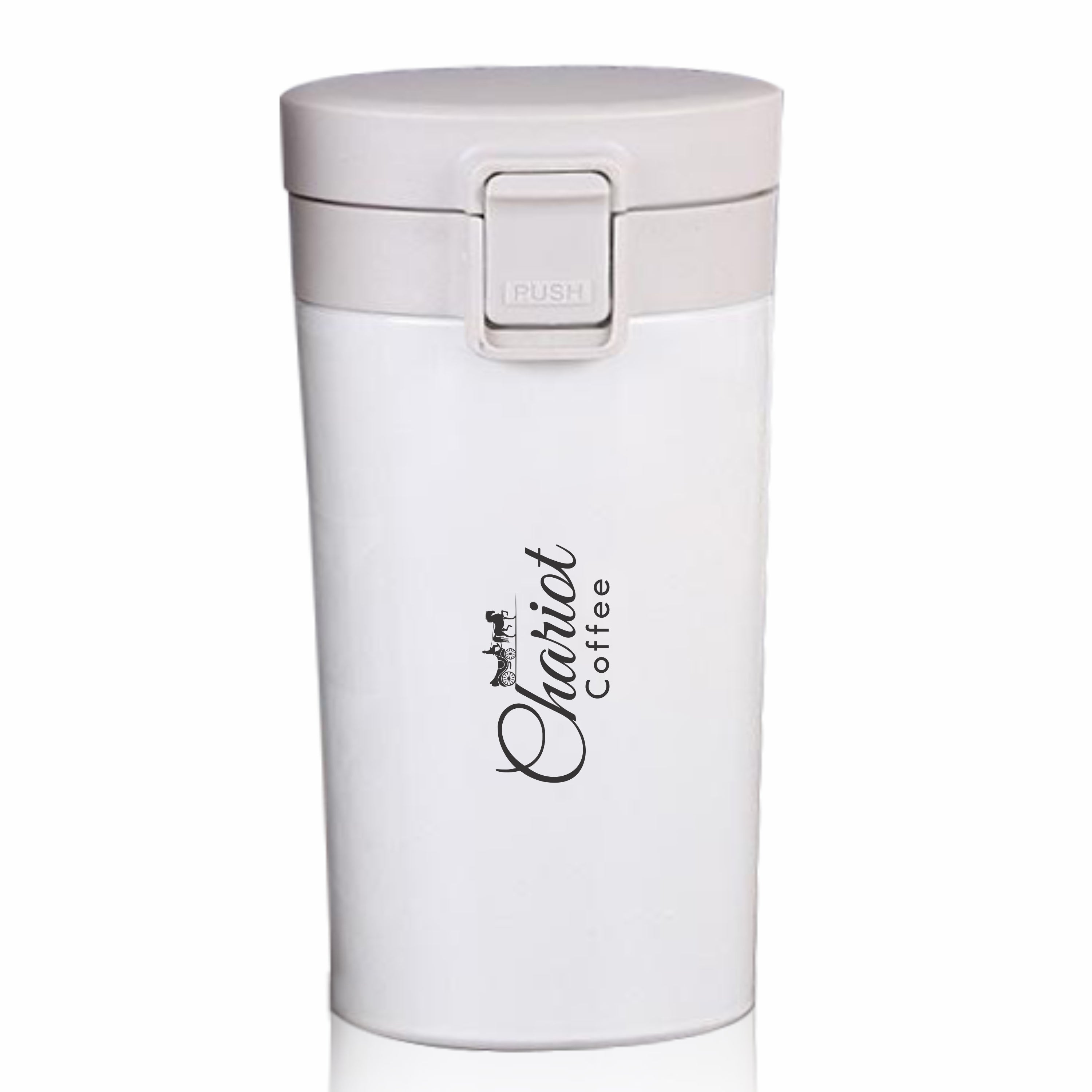 Chariot Coffee 300ml White Insulated Coffee Tumbler with Lid