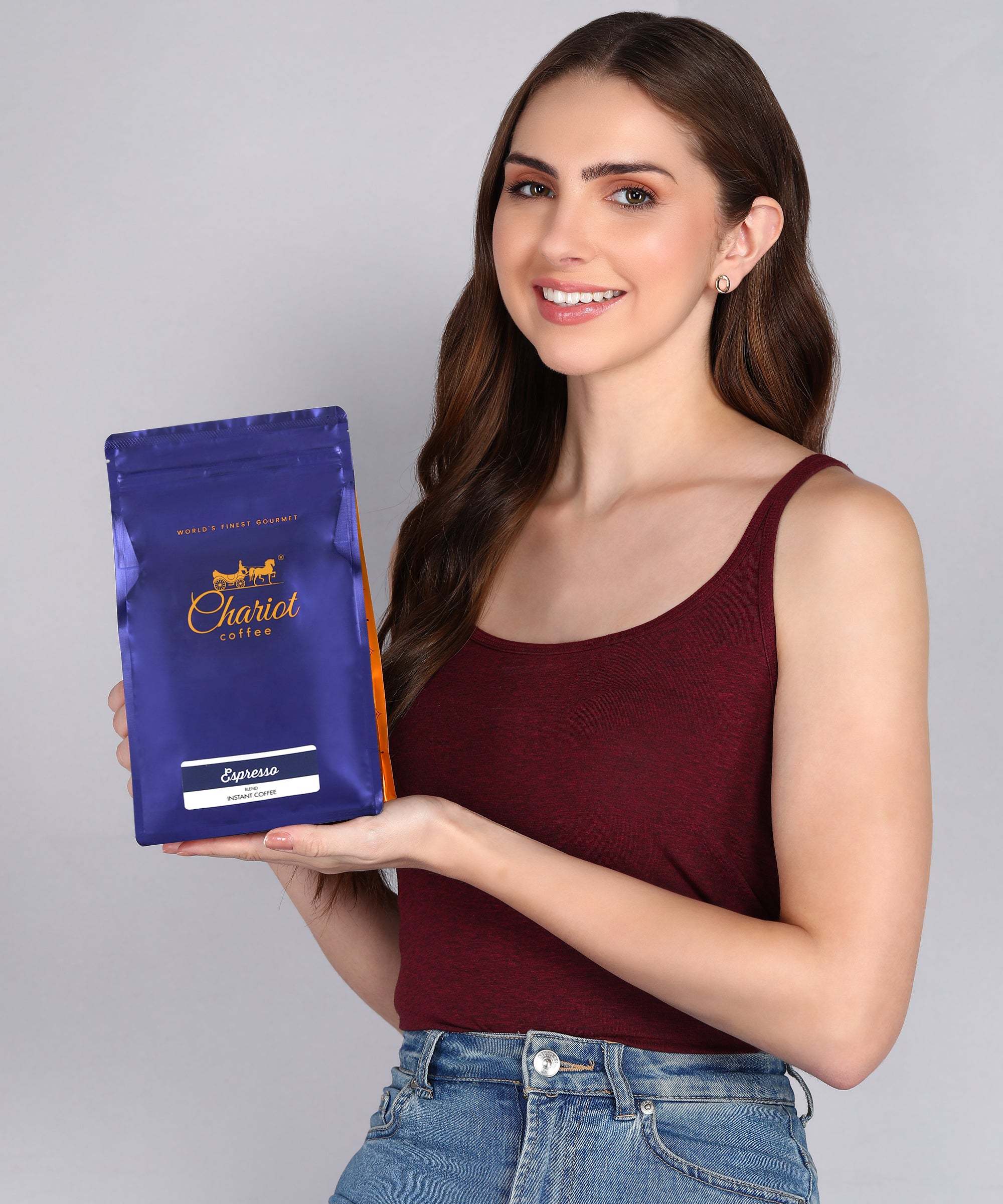 Chariot New York Espresso Blend 100% Arabica Agglomerated Instant Coffee 500g With Free Double Wall Vacuum Insulated Stainless Steel Coffee Bottle 300ml