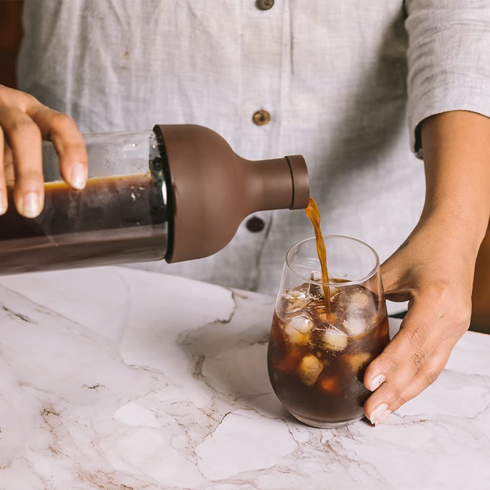 Chariot New York Cold Brew Iced Filter Coffee Bottle – 650ml Premium Glass Cold Brew Maker with Filter