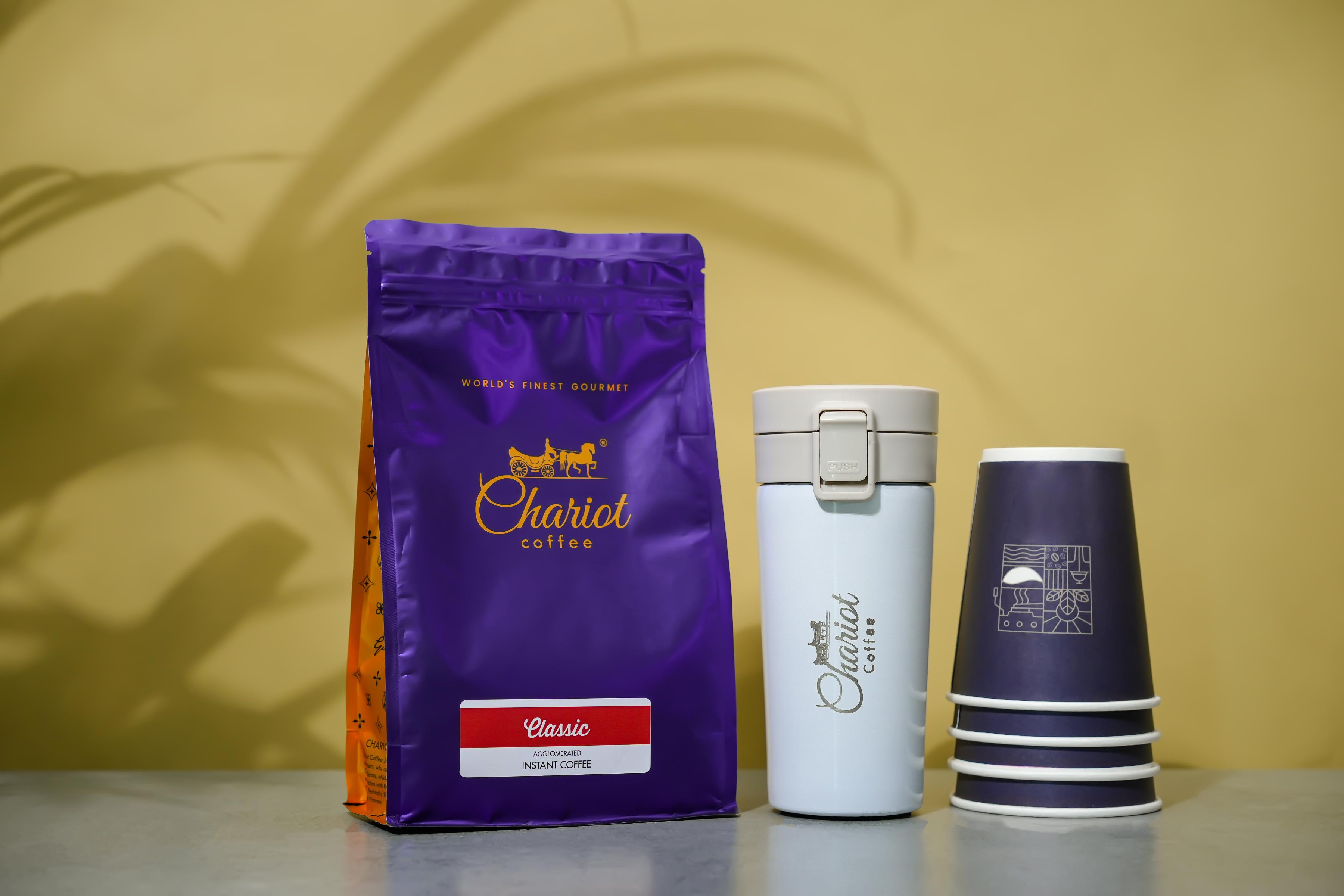 Chariot Classic Instant Coffee Agglomerated 500 gm With Free Double Wall Vacuum Insulated Stainless Steel Coffee Bottle 300ml