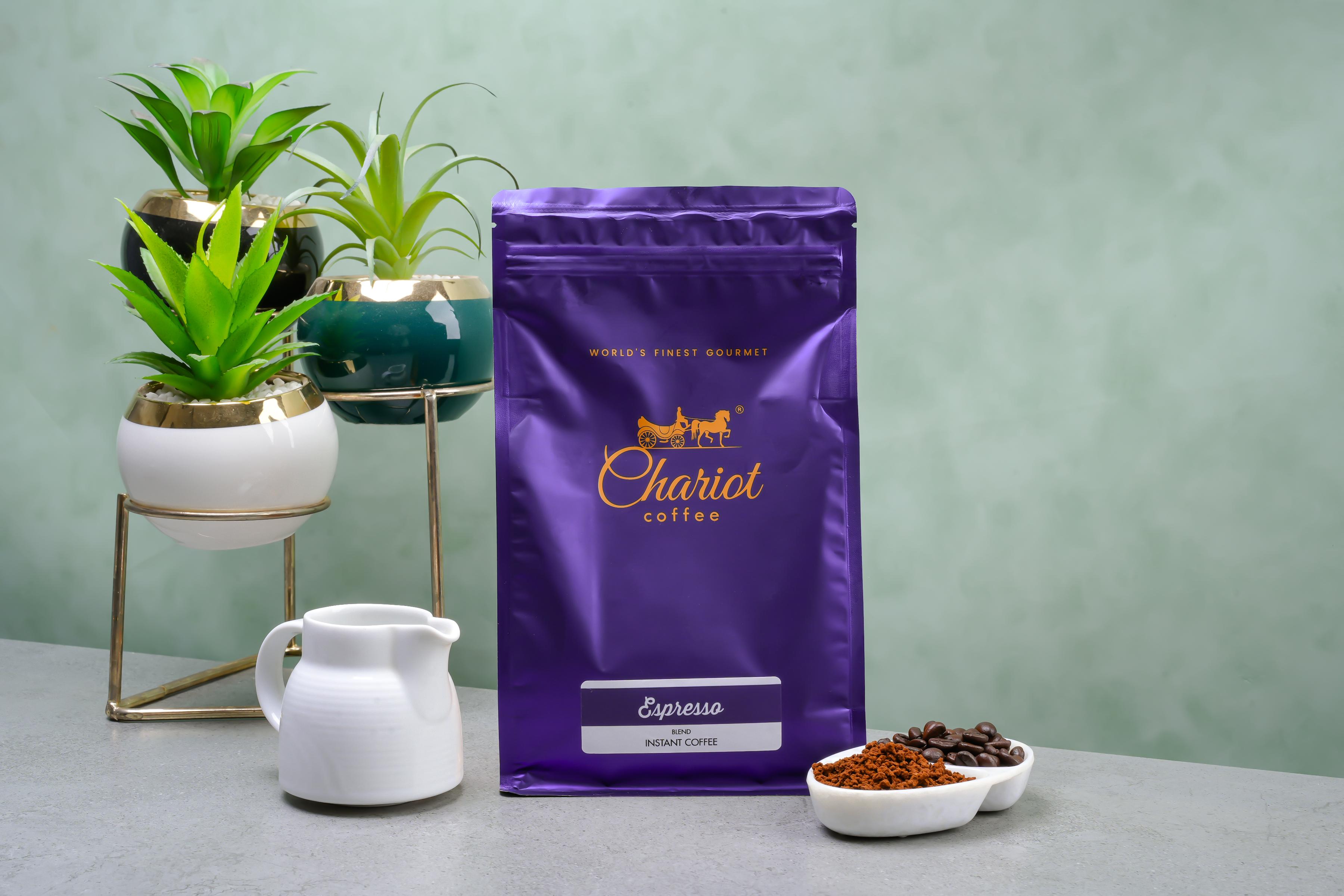 Chariot New York Espresso Blend 100% Arabica Agglomerated Instant Coffee 500g With Free Double Wall Vacuum Insulated Stainless Steel Coffee Bottle 300ml