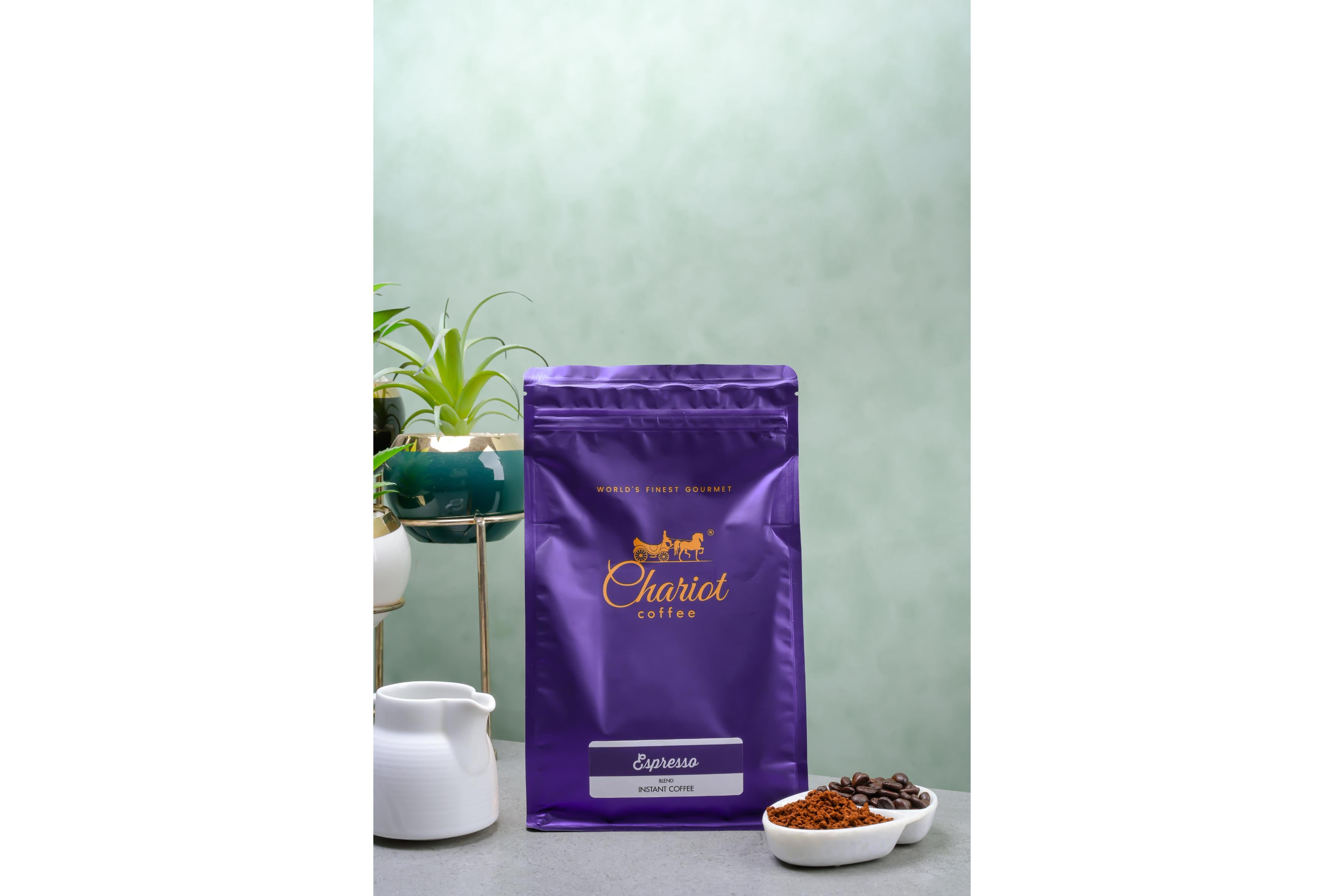 Chariot New York Espresso Blend 100% Arabica Agglomerated Instant Coffee 500g With Free Double Wall Vacuum Insulated Stainless Steel Coffee Bottle 300ml