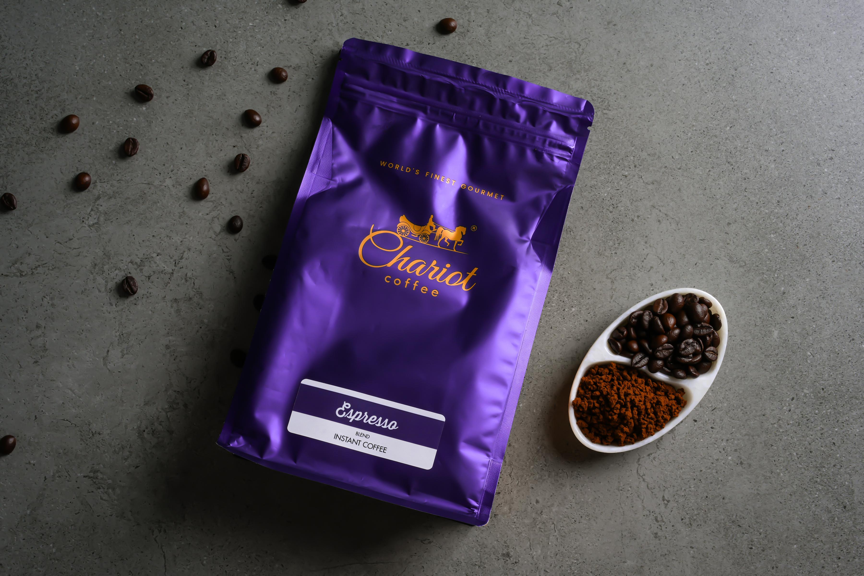 Chariot New York Espresso Blend 100% Arabica Agglomerated Instant Coffee 500g With Free Double Wall Vacuum Insulated Stainless Steel Coffee Bottle 300ml