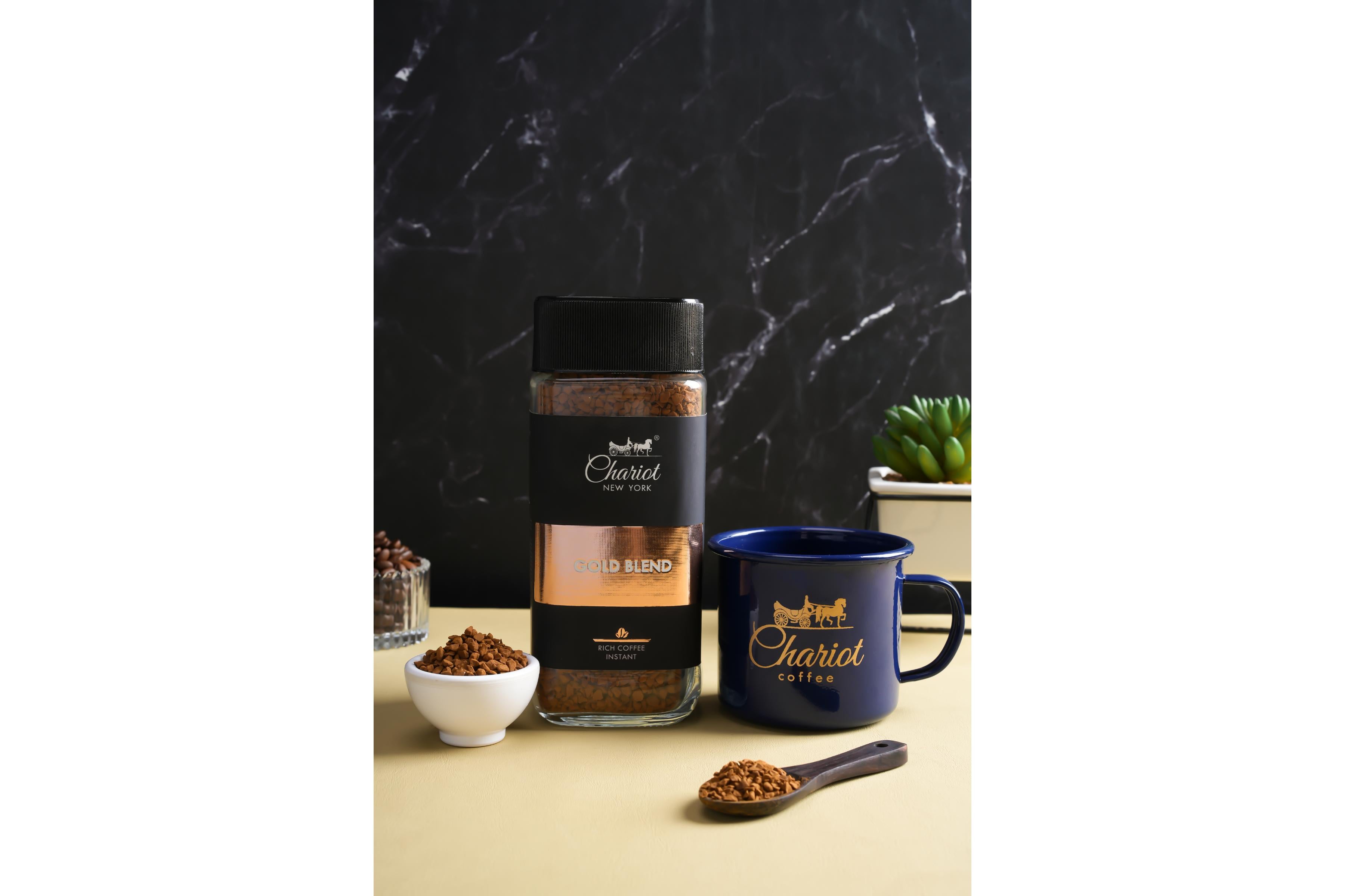 Chariot Gold Blend Rich Instant Coffee 200 g with With Free Stainless Steel Coffee Mug 400ml