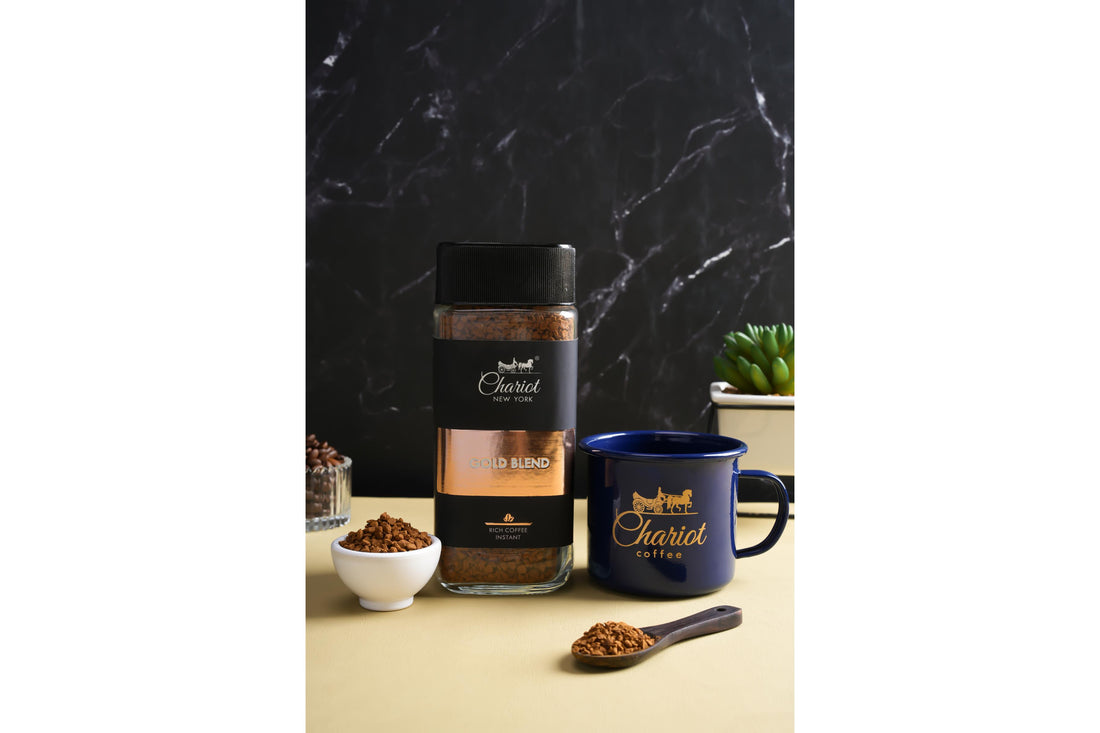 Chariot Gold Blend Rich Instant Coffee 200 g with With Free Stainless Steel Coffee Mug 400ml
