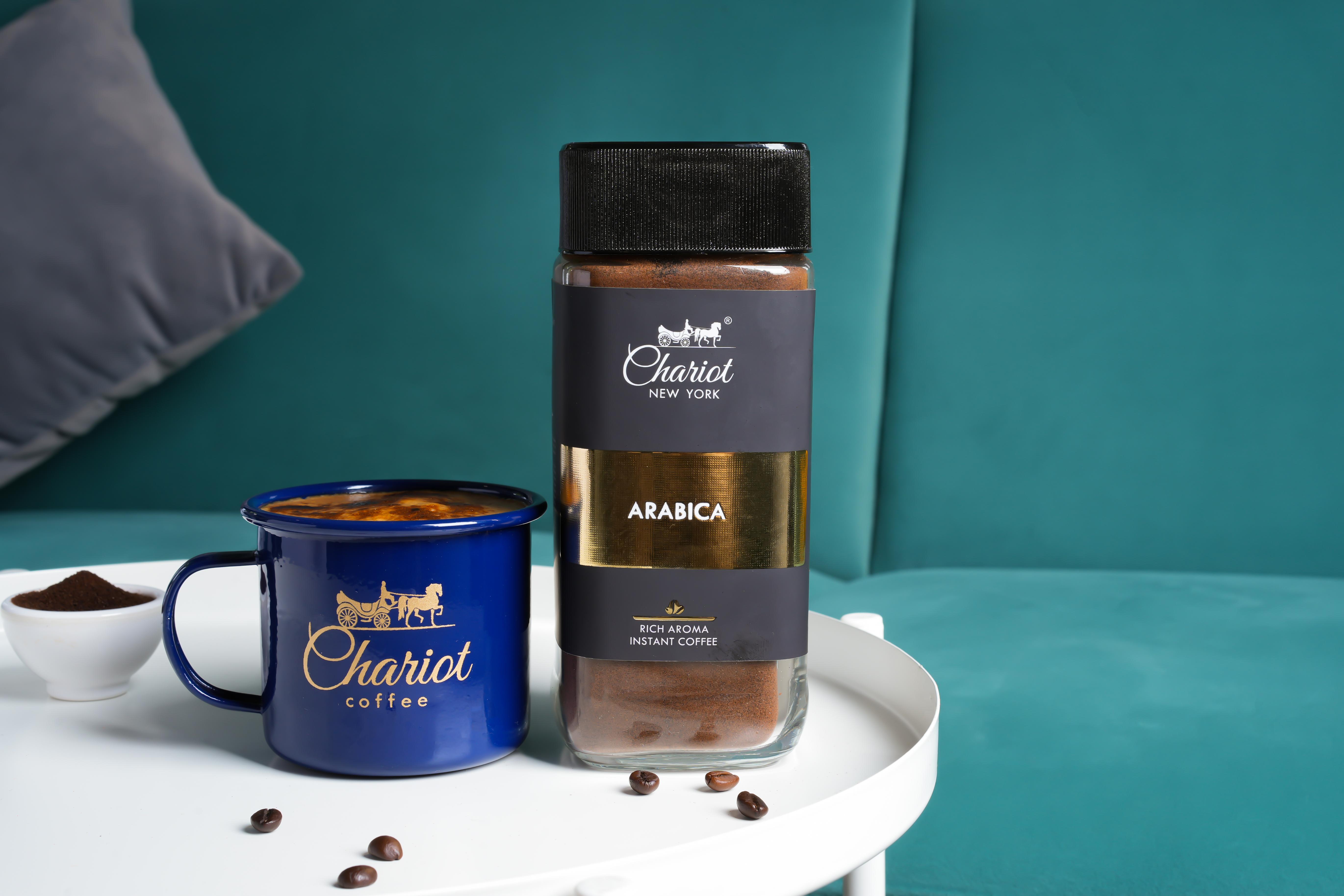 Chariot Arabica Rich Aroma Spray Dried Instant Coffee 200g with Free Stainless Steel Coffee Mug 400ml