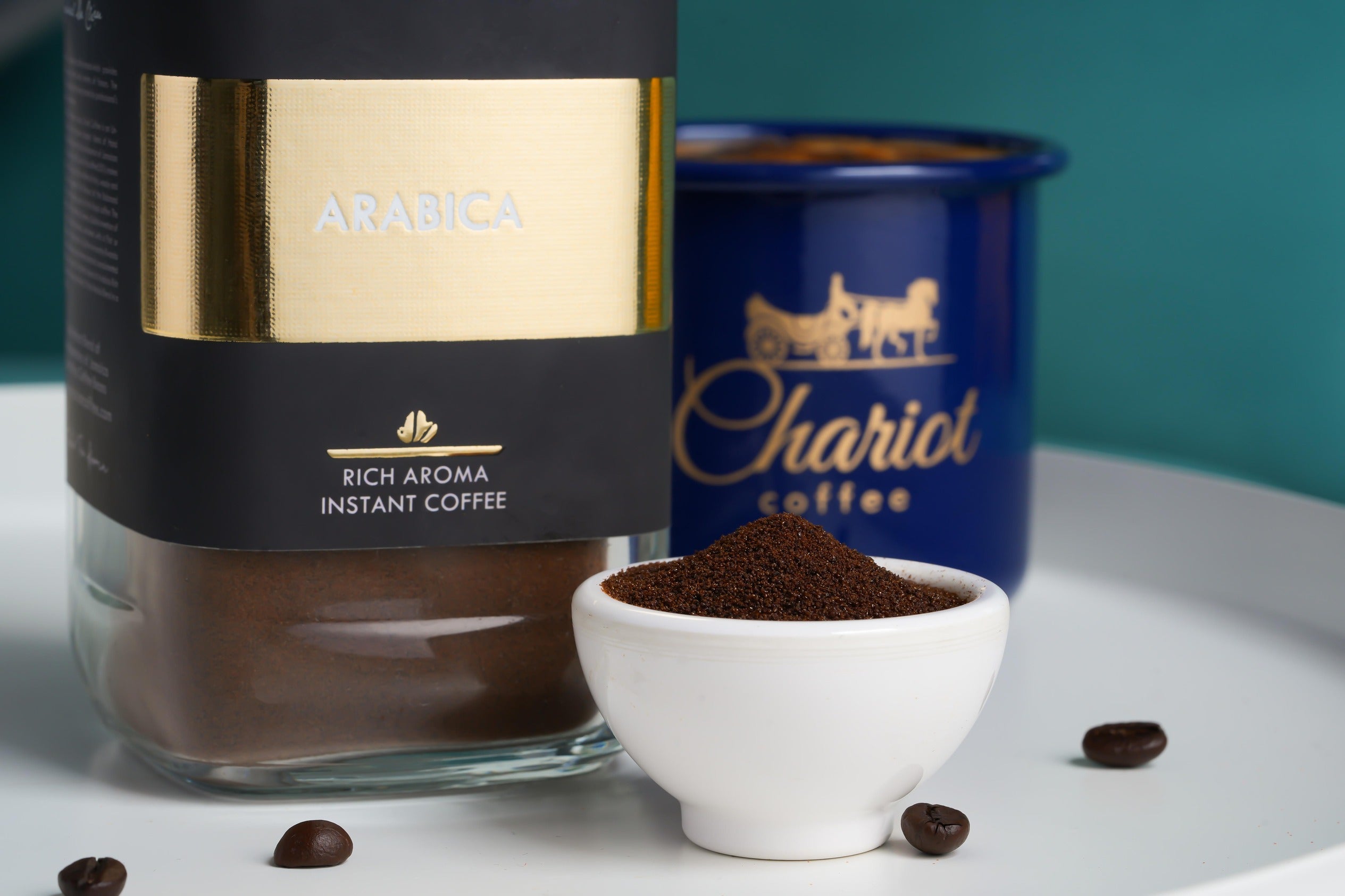 Chariot Arabica Rich Aroma Spray Dried Instant Coffee 200g with Free Stainless Steel Coffee Mug 400ml