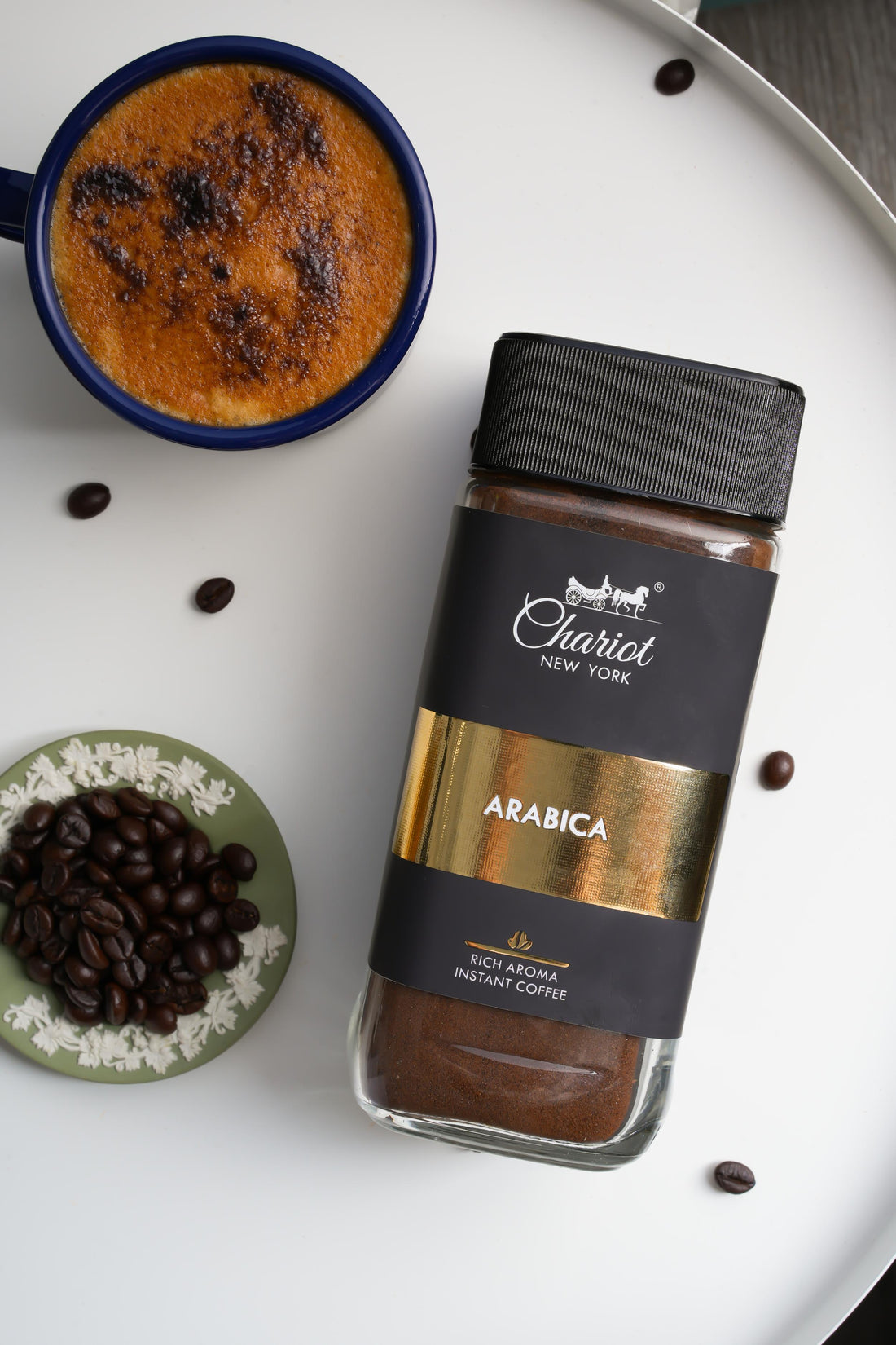 Chariot Arabica Rich Aroma Spray Dried Instant Coffee 200g with Free Stainless Steel Coffee Mug 400ml