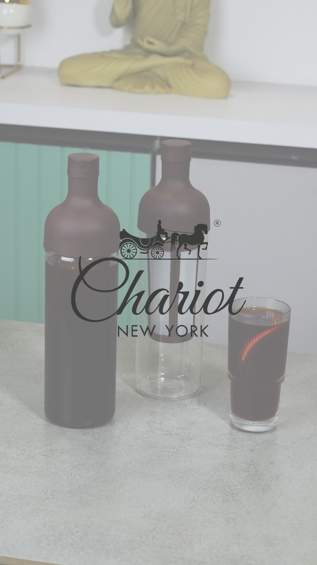 Chariot New York Cold Brew Iced Filter Coffee Bottle – 650ml Premium Glass Cold Brew Maker with Filter