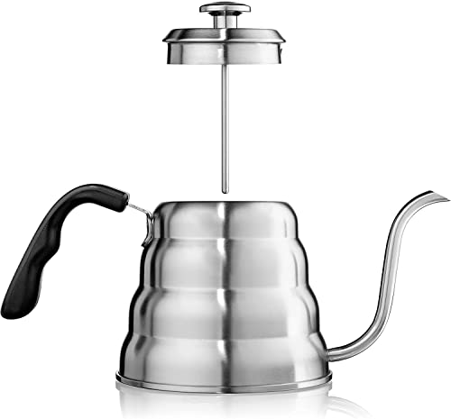 Supvox® Pour Over Gooseneck Kettle for Coffee,Tea with Thermometer Premium,3 Layer Stainless Steel,Bottom Coffee Maker,Tea Pot Update